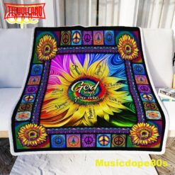 Hippie Sunflower God Says You Are Halloween Sofa Fleece Throw Blanket  Halloween Gifts