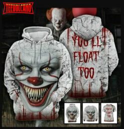 Horror Clown Pennywise You’ll Float Too 3D All Over Print Halloween Hoodie