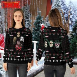 Horror Movie Characters Ugly Christmas Sweater, Horror Characters Halloween Sweater