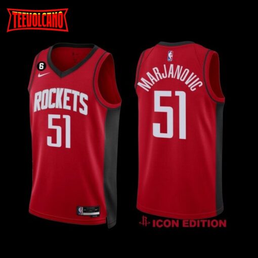 Houston Rockets Boban Marjanovic 2022-23 Icon Edition NO.6 Patch Jersey Red