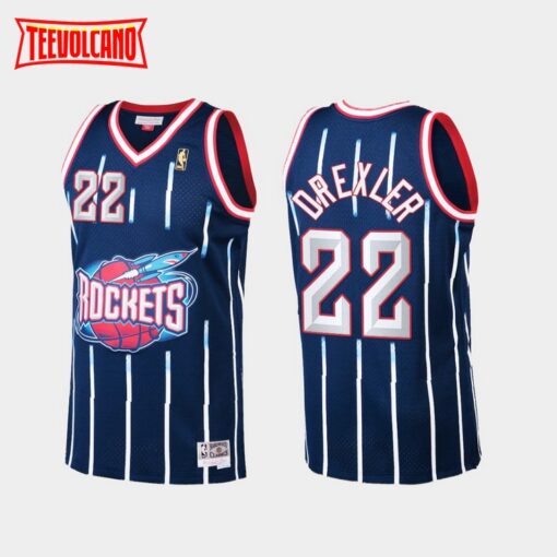 Houston Rockets Clyde Drexler Navy Throwback Jersey