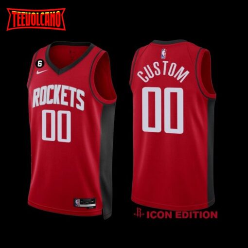 Houston Rockets Custom 2022-23 Icon Edition NO.6 Patch Jersey Red