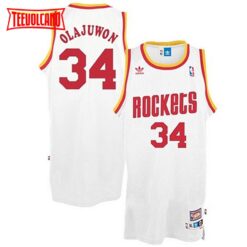 Houston Rockets Hakeem Olajuwon White Throwback Jersey