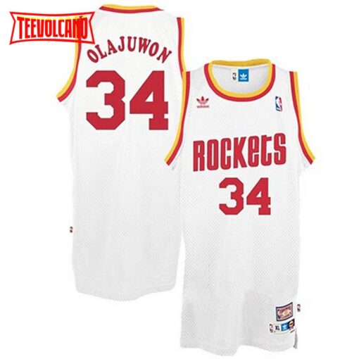 Houston Rockets Hakeem Olajuwon White Throwback Jersey