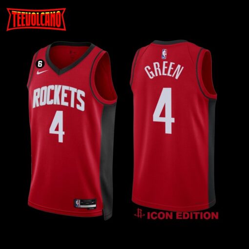 Houston Rockets Jalen Green 2022-23 Icon Edition NO.6 Patch Jersey Red