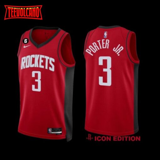 Houston Rockets Kevin Porter Jr. 2022-23 Icon Edition NO.6 Patch Jersey Red