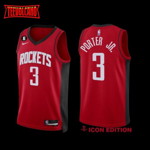 Houston Rockets Kevin Porter Jr. 2022-23 Icon Edition NO.6 Patch Jersey Red