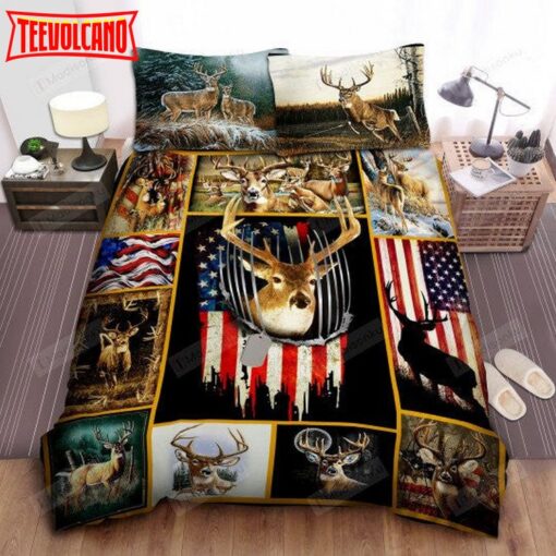 Hunting American Flag Bed Sheets Spread Duvet Cover Bedding Sets