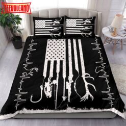 Hunting And Fishing, American Flag, Heartbeat Duvet Cover Bedding Sets