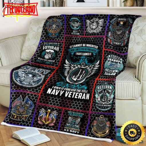 I Own It Forever The Title Navy Veteran Fleece Throw Blanket