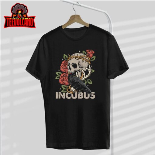 Incubus-Crow Left Skull Morning And Flower Halloween Graphic T-Shirt