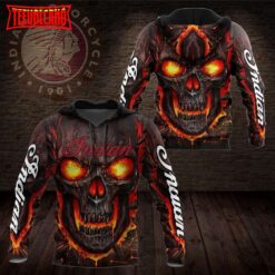 Indian Motorcycle Skull Fire 3D Hoodie