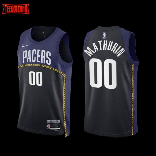 Indiana Pacers Bennedict Mathurin 2022-23 City Edition Jersey Black Navy