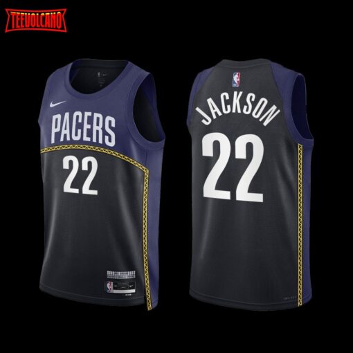 Indiana Pacers Isaiah Jackson 2022-23 City Edition Jersey Black Navy