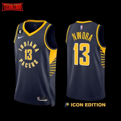 Indiana Pacers Jordan Nwora 2022-23 Icon Edition Jersey Navy