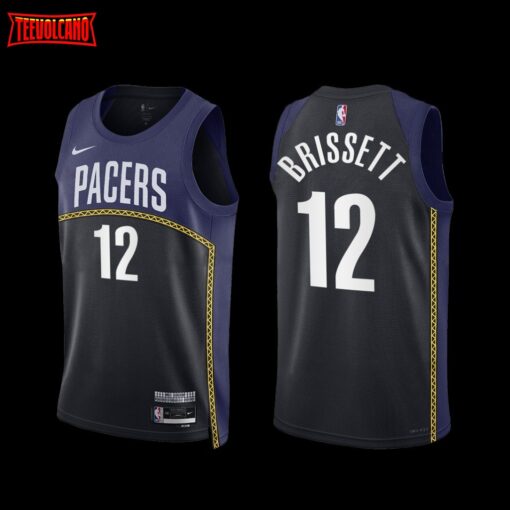 Indiana Pacers Oshae Brissett 2022-23 City Edition Jersey Black Navy