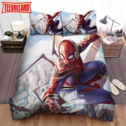 Iron Spider On Building Wall Wearing Headphone Duvet Cover Bedding Sets