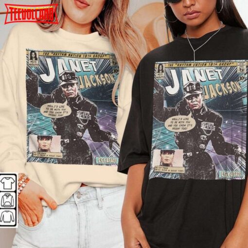 Janet Jackson Comic Merch Book Art Rhythm Nation 1814 Album T Shirt