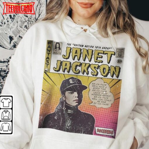 Janet Jackson Comic Rhythm Nation 1814 Album World Tour 2023 T Shirt