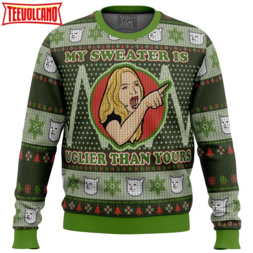 Karen Yelling at Grumpy Cat Meme Ugly Christmas Sweater