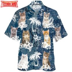 Kitten Hawaiian Shirt For Summer Day, Cool Aloha Beach Shirt, Cat Hawaiian Shirt