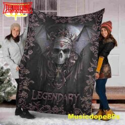 Legendary Skull Halloween Sofa Fleece Throw Blanket  Halloween Gifts