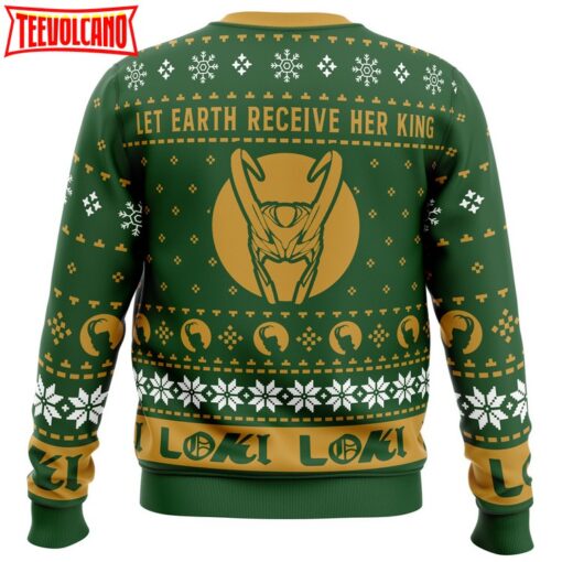 Let Earth Receive Her King Loki Marvel Ugly Christmas Sweater