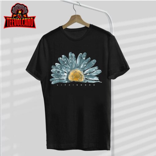 Life Is Funny Really Good Sunflower Men Women Family Black T-Shirt