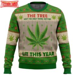 Lit This Year Weed Ugly Christmas Sweater