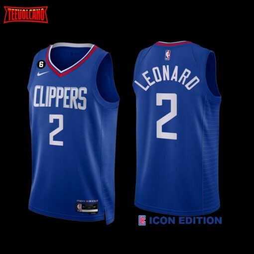 Los Angeles Clippers Kawhi Leonard 2022-23 Icon Edition NO.6 Patch Jersey Royal