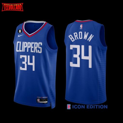 Los Angeles Clippers Moses Brown 2022-23 Icon Edition NO.6 Patch Jersey Royal