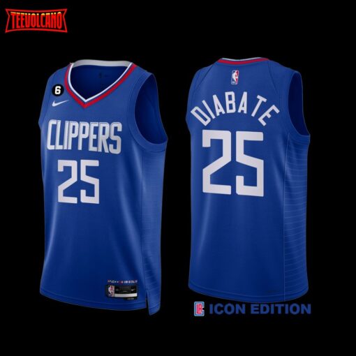 Los Angeles Clippers Moussa Diabate 2022-23 Icon Edition NO.6 Patch Jersey Royal