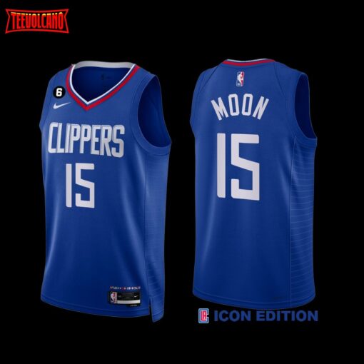 Los Angeles Clippers Xavier Moon 2022-23 Icon Edition Jersey Blue