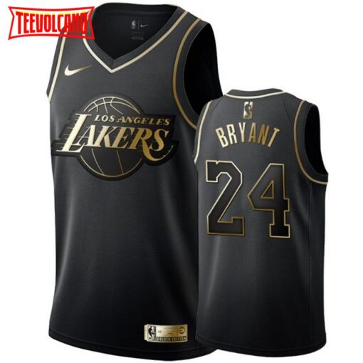 Los Angeles Lakers 24 Kobe Bryant Black Golden Edition Jersey