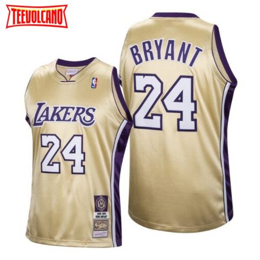 Los Angeles Lakers 24 Kobe Bryant Mamba Hall of Fame Gold Throwback Jersey