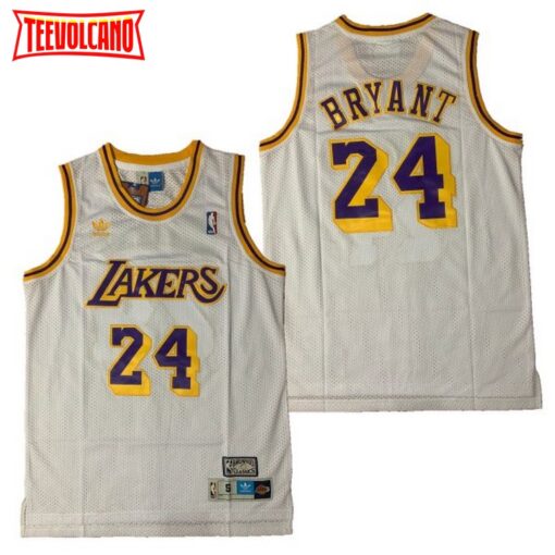 Los Angeles Lakers 24 Kobe Bryant White Gold Throwback Jersey