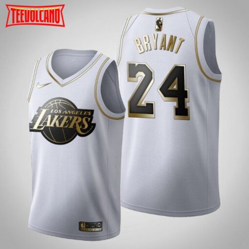 Los Angeles Lakers 24 Kobe Bryant White Golden Jersey