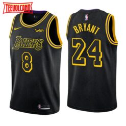 Los Angeles Lakers 8 24 Kobe Bryant Black City Edition Jersey