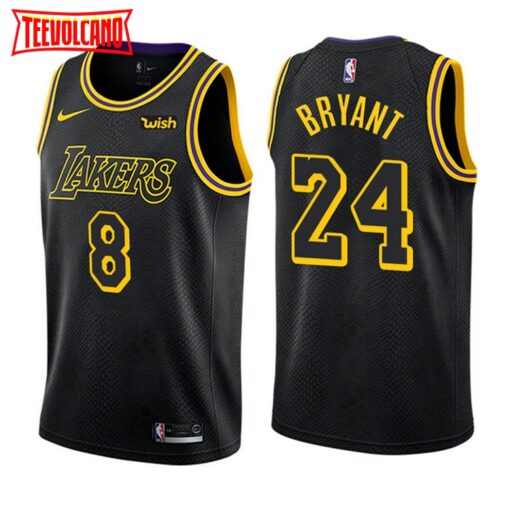 Los Angeles Lakers 8 24 Kobe Bryant Black City Edition Jersey