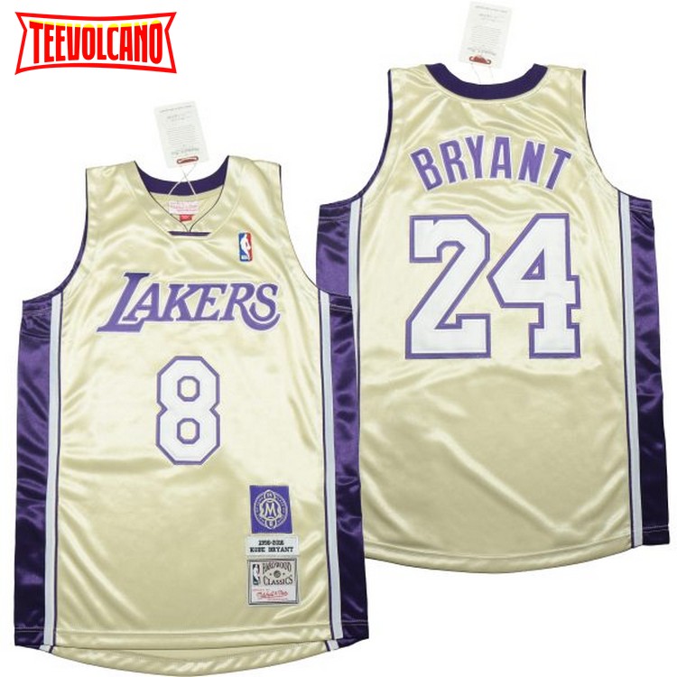 Los Angeles Lakers 8 24 Kobe Bryant Hall of Fame Gold Throwback Jersey