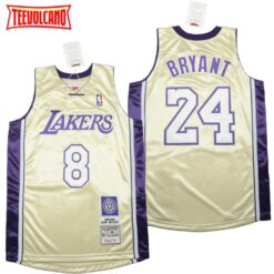 Los Angeles Lakers 8 24 Kobe Bryant Hall of Fame Gold Throwback Jersey