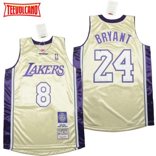 Los Angeles Lakers 8 24 Kobe Bryant Hall of Fame Gold Throwback Jersey