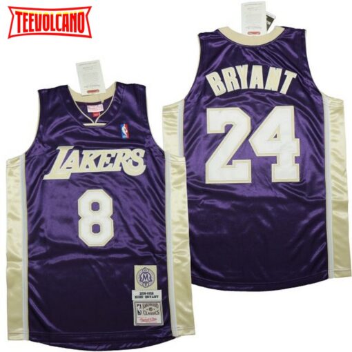 Los Angeles Lakers 8 24 Kobe Bryant Hall of Fame Purple Throwback Jersey