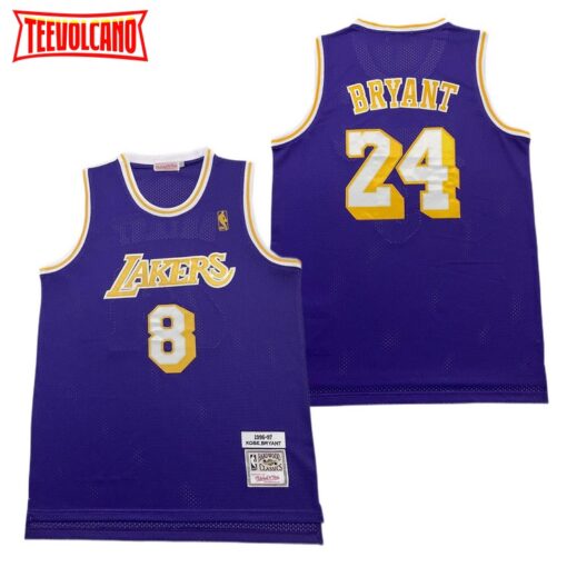 Los Angeles Lakers 8 24 Kobe Bryant Purple 1996-97 Throwback Jersey