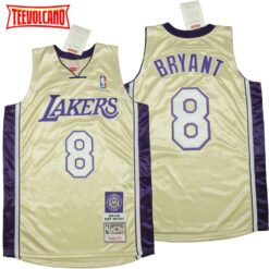 Los Angeles Lakers 8 Kobe Bryant Hall of Fame Gold Throwback Jersey