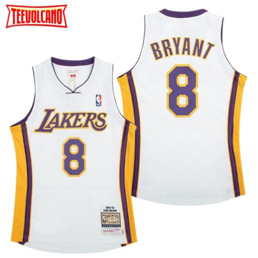 Los Angeles Lakers 8 Kobe Bryant White 2003-04 Throwback Jersey