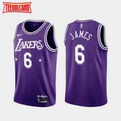 Los Angeles Lakers LeBron James 2022 City Purple Jersey