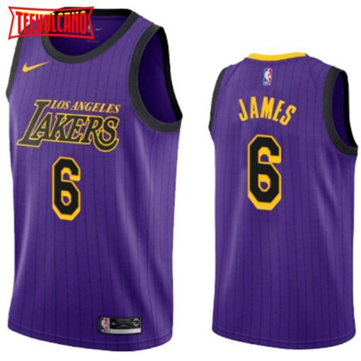 Los Angeles Lakers LeBron James Purple City Jersey