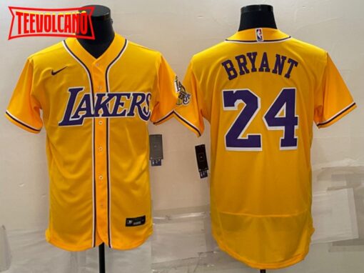 Los Angeles Lakers X Dodgers Kobe Bryant Gold Authentic Baseball Jersey