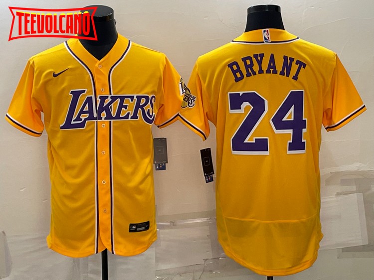 Los Angeles Lakers X Dodgers Kobe Bryant Yellow Baseball Jersey